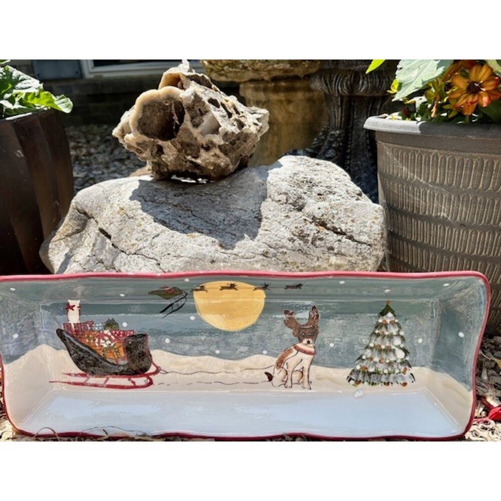 Merry Little Christmas Bread Tray Sakura David Carter Brown Vintage 2002 - Picture 7 of 7